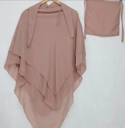 Three Layer Khimar with Niqab Ready to Wear